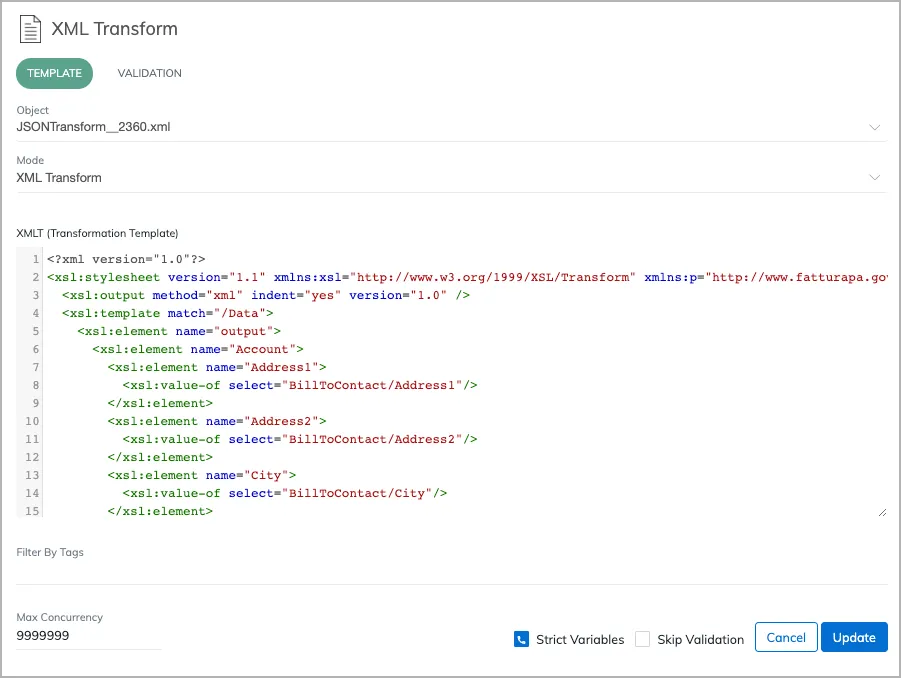 XML Transform code example