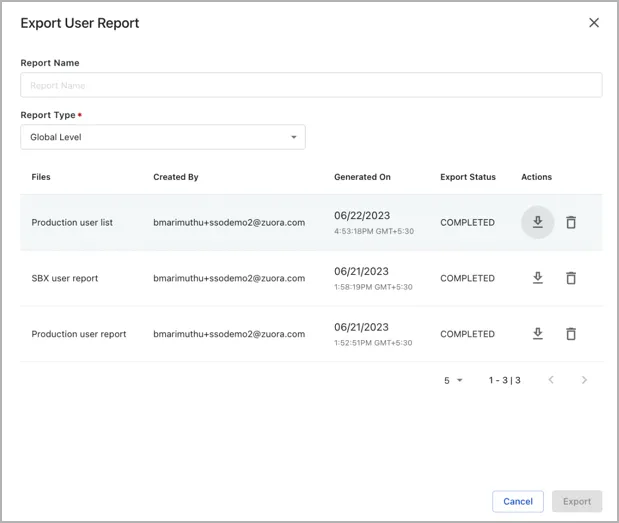 Export User Report