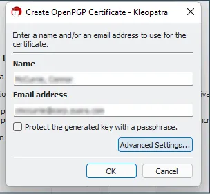 Create OpenPGP Certificate
