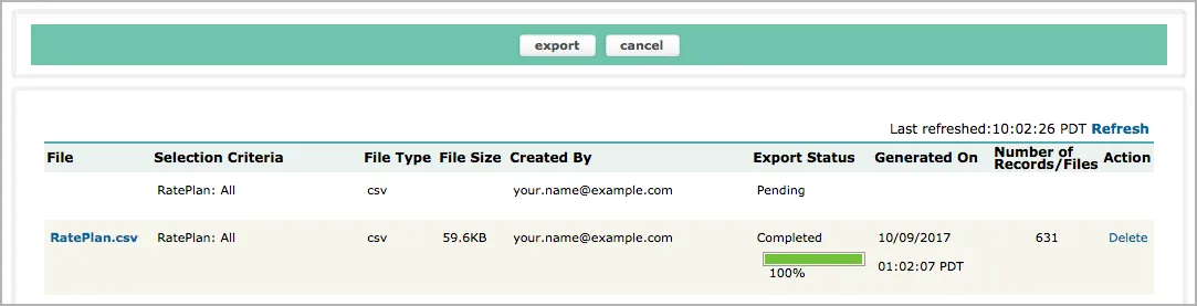 Data source export results