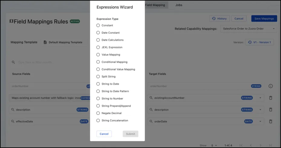 Expression Wizard pop-up window