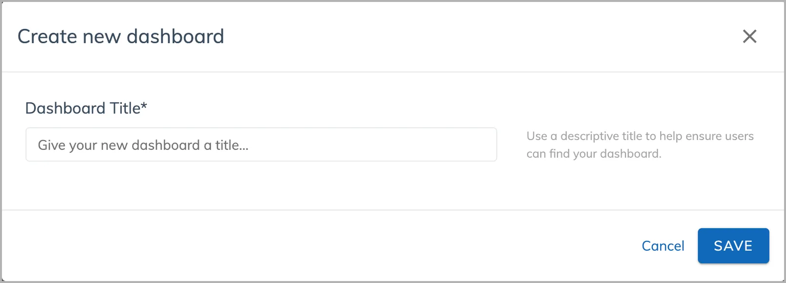 analytics create new dashboard