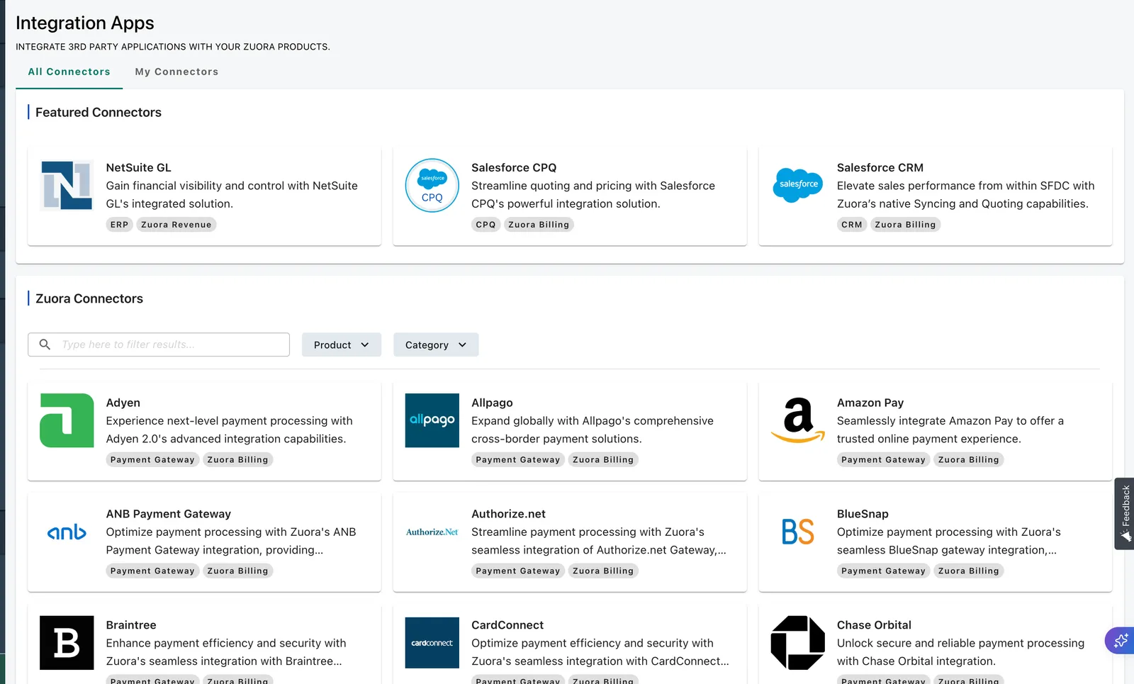 Available apps for integration