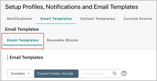 Email Templates tab