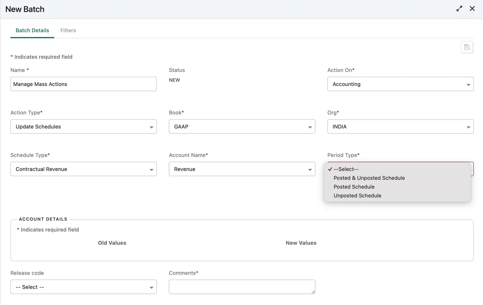 Edit batch - Manage Mass Actions