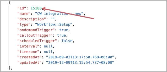 Workflow id in response