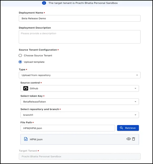 Deploy metadata from repository