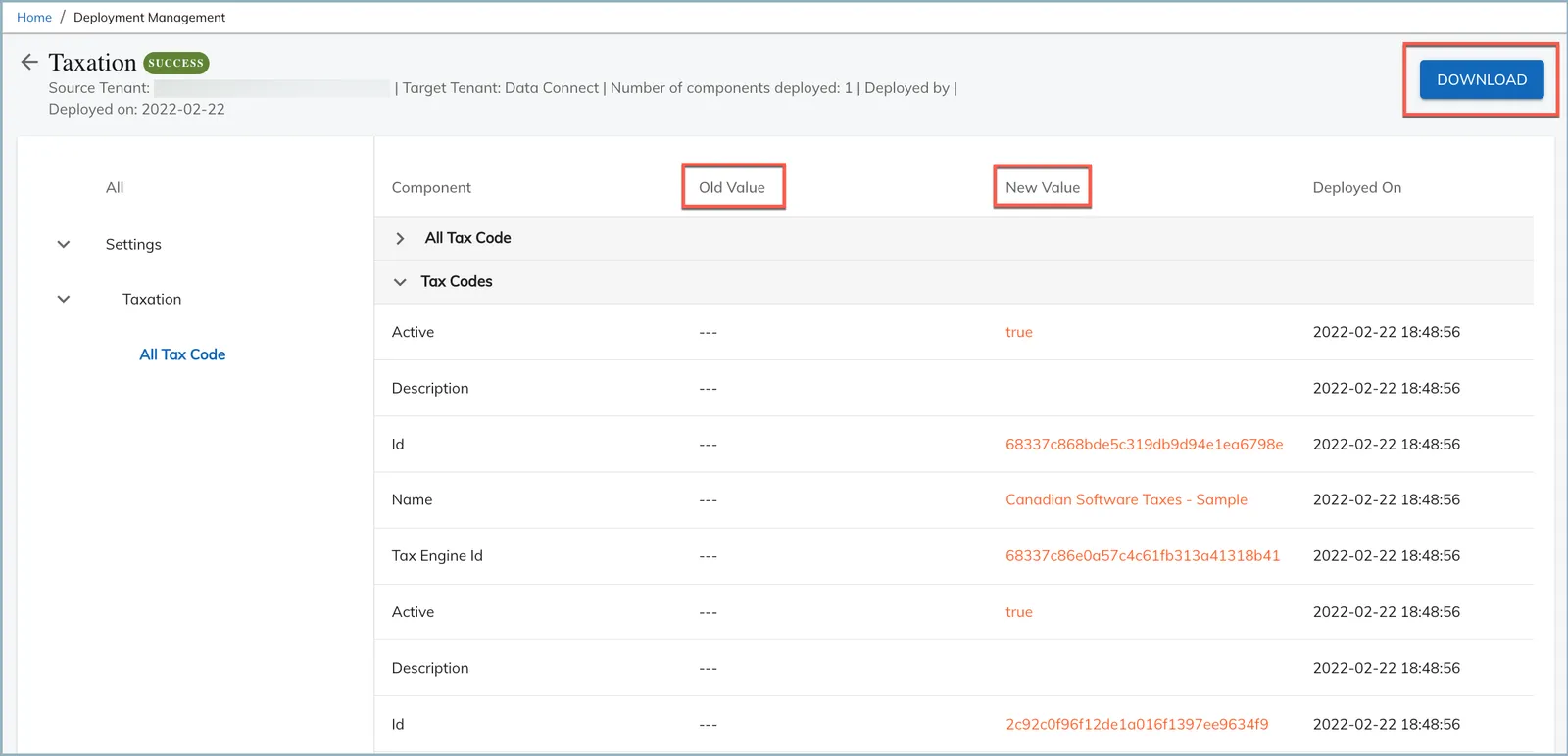 View deployment run page