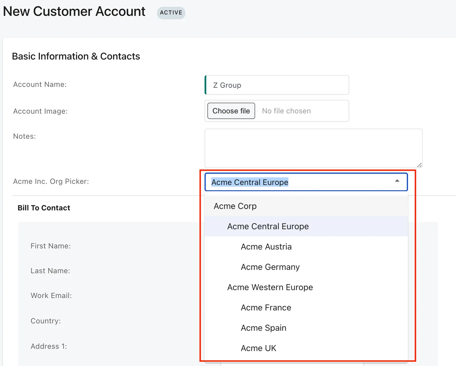 Customer account