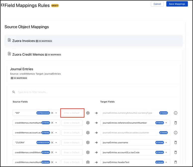 Field mapping rules