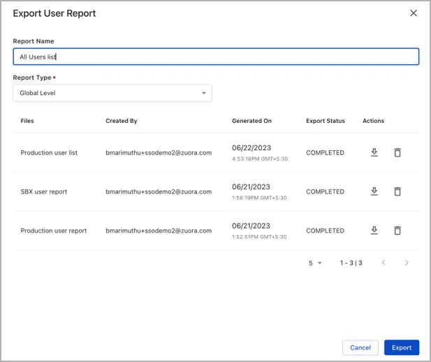 Export User Report