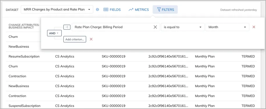 analytics table add filters