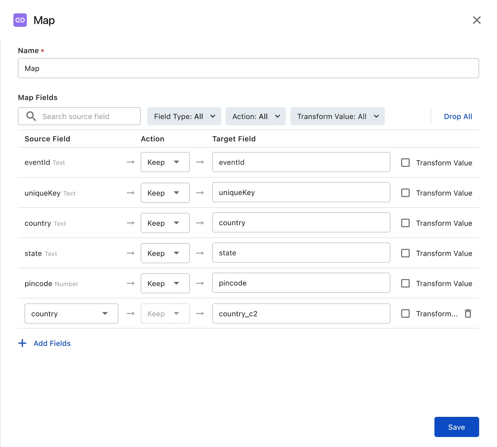 Map processor settings
