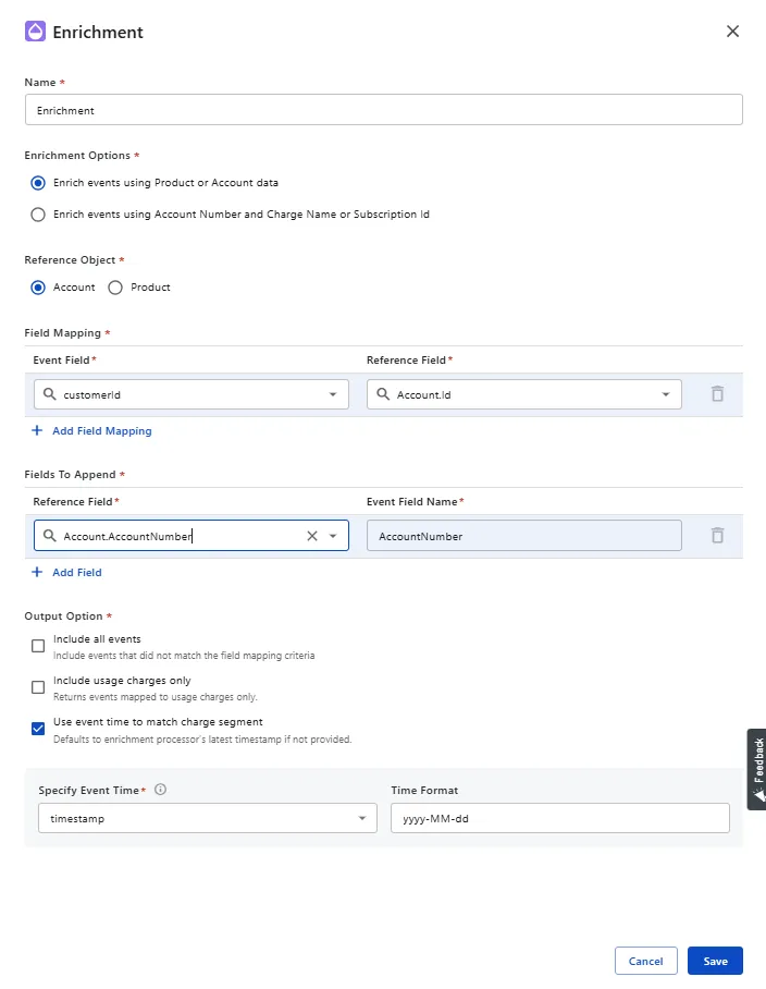 Enrichment processor settings
