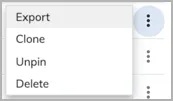 analytics cards menu unpin