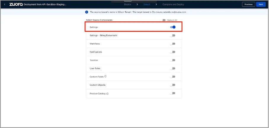 Configure filter in source component