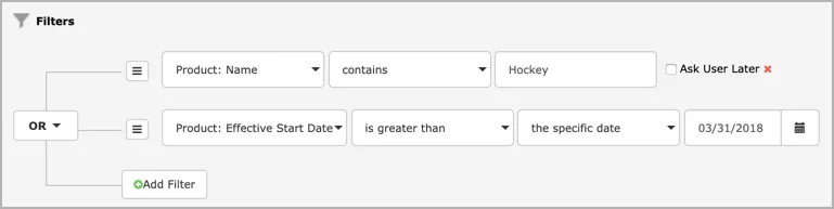 Reporting Filters For API 2