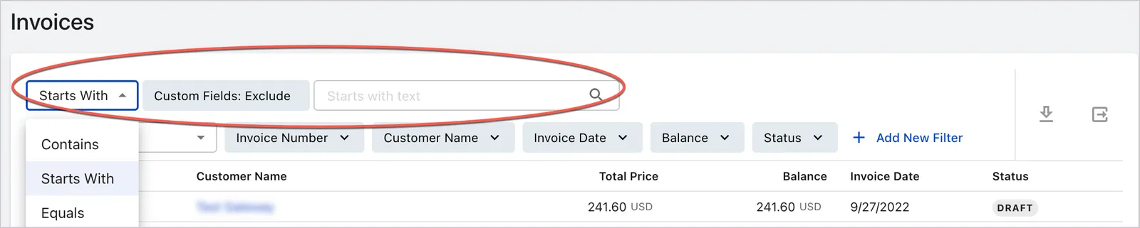 search list view