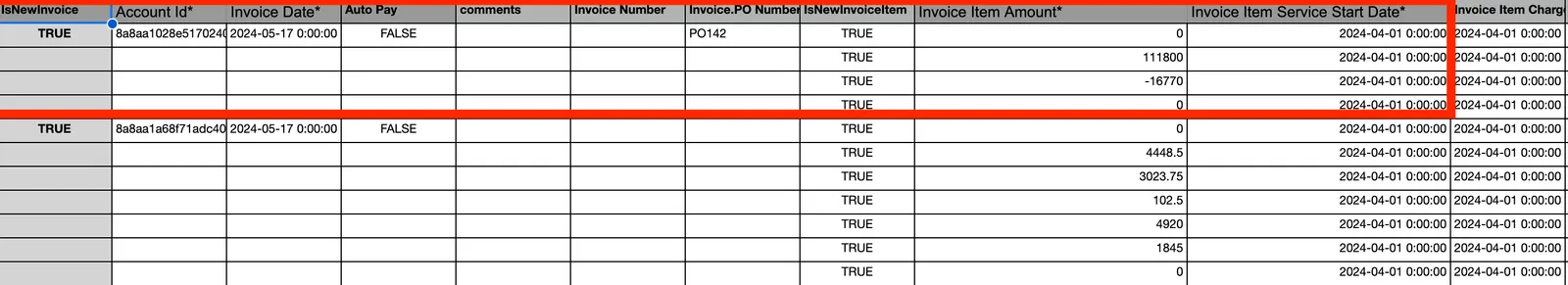 CSV file column values