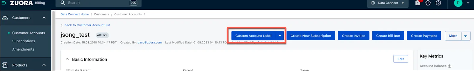 Custom account label